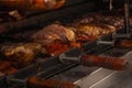 Brazilian style beef ribs Barbecue grill on skewers at a churrascaria steakhouse