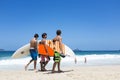 Brazilian Surfers Walking on Ipanema Beach Rio