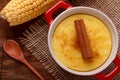 Brazilian sweet custard-like dessert curau de milho mousse of co Royalty Free Stock Photo