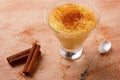 Brazilian sweet custard-like dessert curau de milho mousse of co Royalty Free Stock Photo