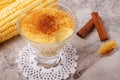 Brazilian sweet custard-like dessert curau de milho mousse of co Royalty Free Stock Photo