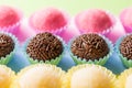 Brigadeiro Beijinho and Bicho de Pe: sweets from Brazil. Child b