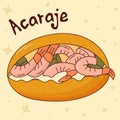 Brazilian traditional food. Acaraje. Vector illustration in hand drawn style