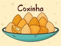 Brazilian traditional food. Coxinha. Vector illustration in hand drawn style