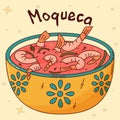 Brazilian traditional food. Moqueca. Vector illustration in hand drawn style