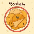 Brazilian traditional food. Pasteis. Vector illustration in hand drawn style Royalty Free Stock Photo