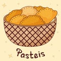 Brazilian traditional food. Pasteis. Vector illustration in hand drawn style Royalty Free Stock Photo