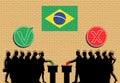 Brazilian voters crowd silhouette in election with check marks a