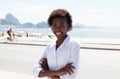Brazilian woman with crossed arms at Rio de Janeiro Royalty Free Stock Photo