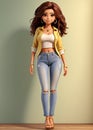 Brazilian woman posing in modern clothes, 3D Animation Style