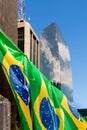 Brazilians flags at Paulista Avenue, in Sao Paulo Royalty Free Stock Photo