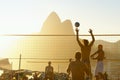 Brazilians Playing Beach Volleyball Rio de Janeiro Brazil Sunset Royalty Free Stock Photo