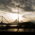 Brazilians playing football in Rio de Janeiro, Brazil