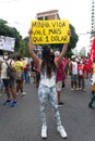 Brazilians protest against the government of President Jair Bolsonaro in the city of Salvador