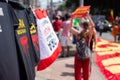 Brazilians protest with banners and posters