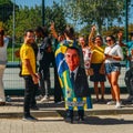 Brazilians queue to vote for the the Brazilian President at Lisbon`s Law University