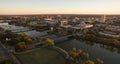 Over Waco Texas Downtown City Skyline Dusk Bridges Over Brazos River Royalty Free Stock Photo