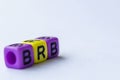 BRB text representing Be Right Back on small square toy on white background. Break time concept Royalty Free Stock Photo