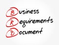 BRD - Business Requirements Document acronym, concept background