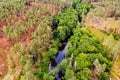 Brda river and Tuchola forest in Poland. Aerial view Royalty Free Stock Photo