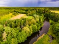 Brda river and Tuchola forest in Poland. Aerial view Royalty Free Stock Photo