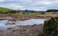 A breached flood bank on a wetland restoration project Royalty Free Stock Photo