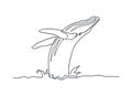 Breaching Humpback whale line art