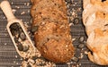 Bread background closeup with cereals mix 4 Royalty Free Stock Photo