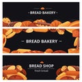 Bread bakery banner. Chalk blackboard for baker menu or shop with cake, bun and croissant, pie and roll, sketch food