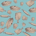 Bakery background. Linear graphic. Bakery collection.  Vector illustration. Royalty Free Stock Photo