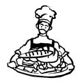 Bakery chef man with breads vector illustration design