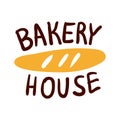 Bread and bakery house logo and icon with lettering