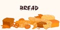 Bread and bakery production banner, hand drawn vector illustration isolated