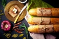 Bread baking in the composition Royalty Free Stock Photo