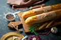 Bread baking in the composition Royalty Free Stock Photo