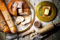 Bread baking in the composition Royalty Free Stock Photo