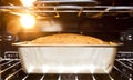 Bread baking in the hot oven