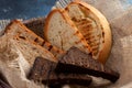 Bread basket, various sliced and fried breads Royalty Free Stock Photo