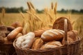 Bread basket wheat fresh. Generate Ai