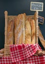 Bread and basketful to bread from the baker