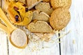 Bread and biscuits oat with bran on board top