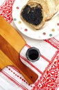 Bread with black sesame paste spread