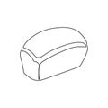 Bread brick one line art. Continuous line drawing of loaf of white bread. Royalty Free Stock Photo