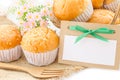 Bread bun and blank paper tag Royalty Free Stock Photo