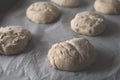 Bread buns before baking Royalty Free Stock Photo