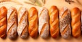 Bread buns, white wheat flour, sesame - AI generated image