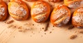 Bread buns, white wheat flour, sesame - AI generated image