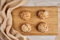 Bread buns on a wooden bamboo board Royalty Free Stock Photo