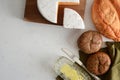 Bread butter and cheese still life Royalty Free Stock Photo