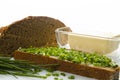 Bread butter and chives Royalty Free Stock Photo